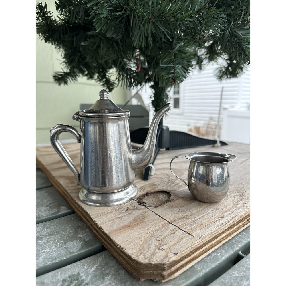 Vintage Vollrath 46010 Yorkshire Stainless Steel‎ Coffee Teapot And Creamer Set